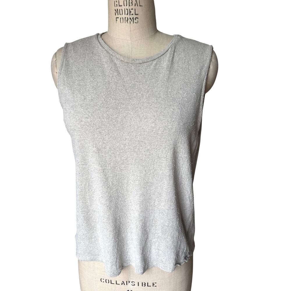 OZMA Silk Muscle Tee in Gray Beige Size Large Minimal